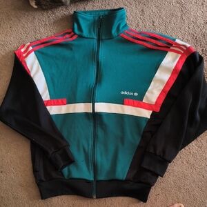 Adidas Teal and Red Zip-Up Jacket